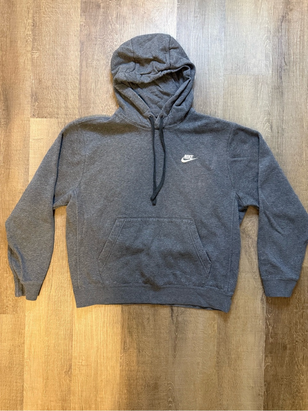 Nike Dark Gray Pullover Hoodie with Embroidered Swoosh